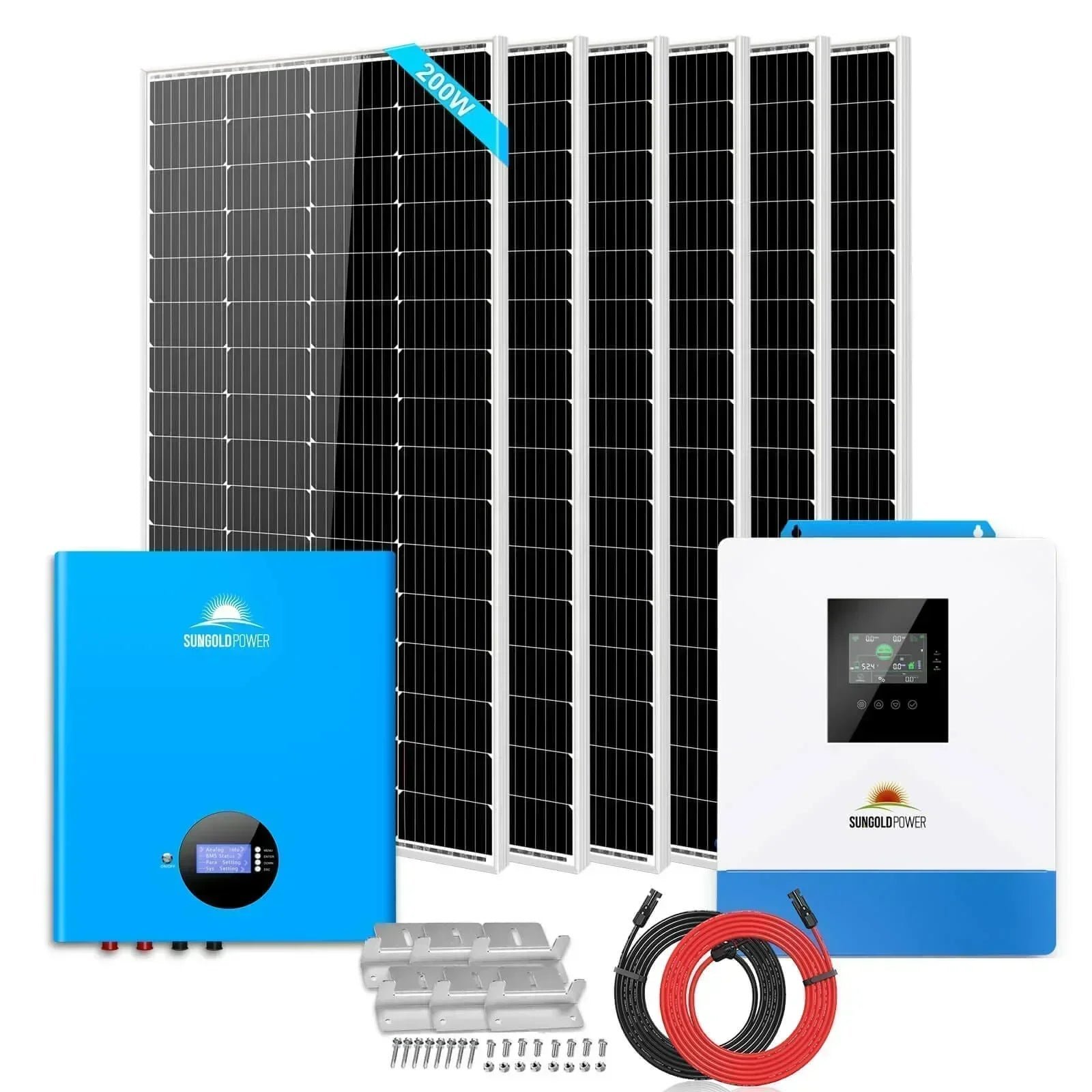 01-2_d904fc3b-adcd-4542-a92c-d64e72ea110c.jpg Off-Grid Solar Kit 5000W 48VDC 120V 5.12KWH PowerWall Battery 6 X 200 Watts Solar Panels SGM-5K5E