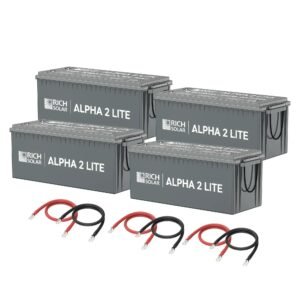 Rich Solar - 800Ah 12V LiFePO4 Off-Grid Battery Kit | 10.2kWh Deep Cycle Lithium Battery Bank | 4 X ALPHA 2 LITE in Parallel