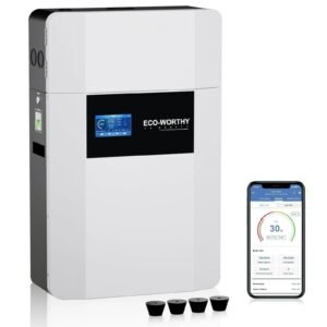 Eco-Worthy 48V 100AH Wall-Mount Lithium Battery LiFePO4 | -4℉ Charge Available | Bluetooth & WiFi | 10 Years Warranty