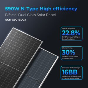 Sungold Power 590 Watt Bifacial N-Type Monocrystalline Solar Panel SGN-590-BDG1 UL61730 CEC Listed