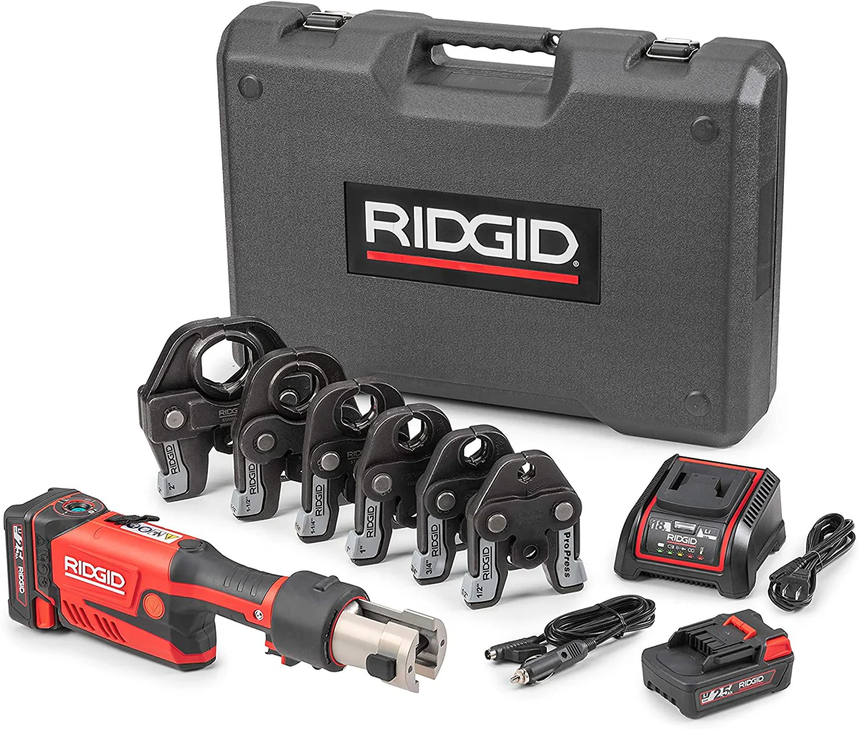 99-2.webp Ridgid 67178 RP 351 Press Tool Kit, Battery and Charger, 1/2" - 2" ProPress Jaws