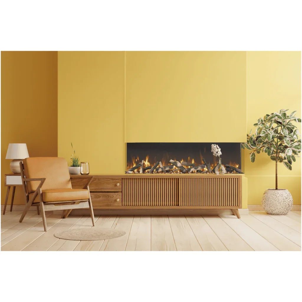 Amantii Tru View Bespoke 65" Three-Sided Indoor/Outdoor Electric Fireplace with WiFi and Bluetooth