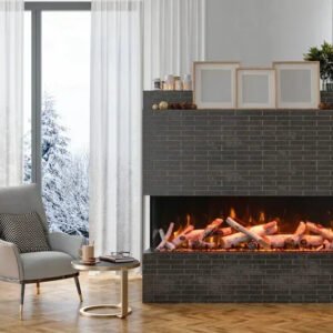 Amantii 65 Inch Tru View Bespoke Built-In Indoor / Outdoor 3 Sided Electric Fireplace