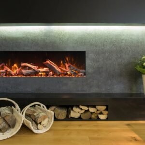 Amantii 85 Inch Tru View Bespoke Built-In Indoor / Outdoor 3 Sided Electric Fireplace