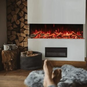 Amantii 85 Inch Tru View Bespoke Built-In Indoor / Outdoor 3 Sided Electric Fireplace