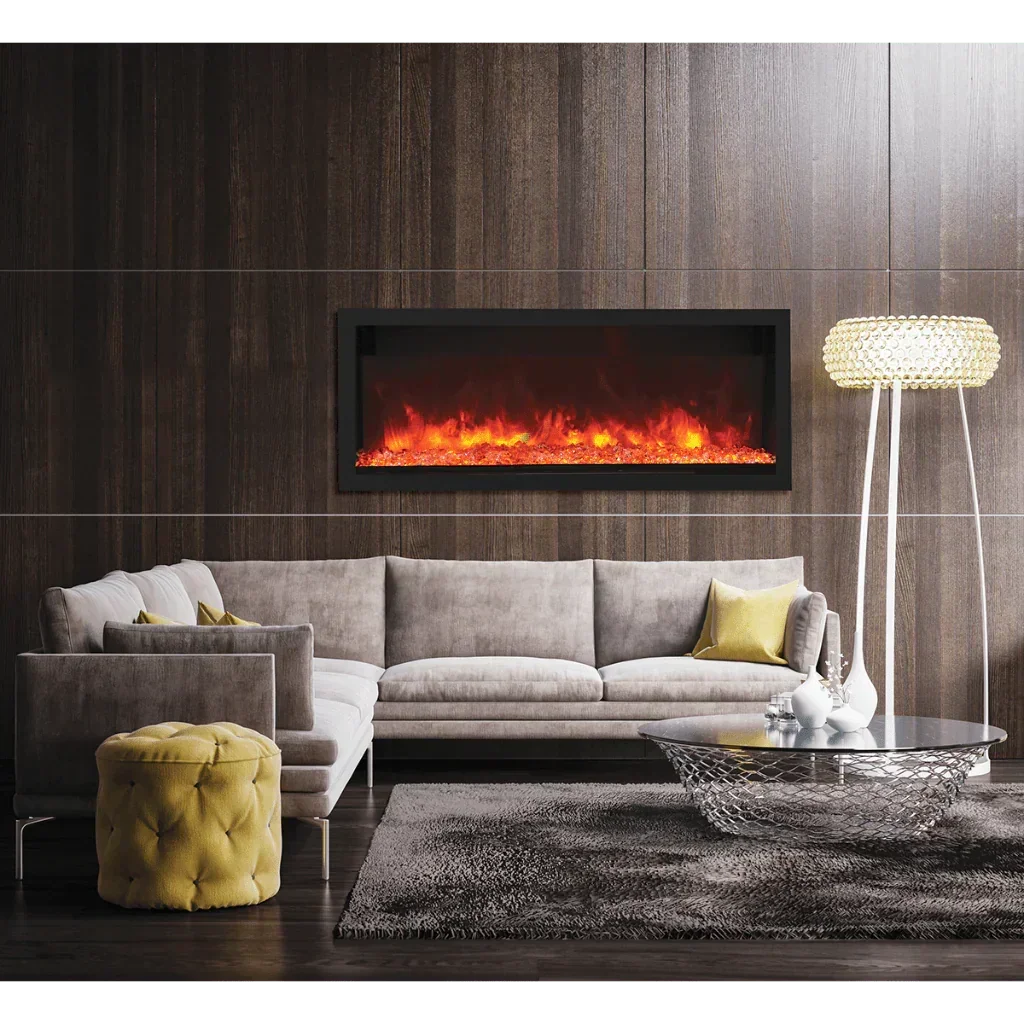 AmantiiRemii552ExtraTallBuilt-inElectricFireplacewithSleekBlackSteelSurround.png Remi Extra Tall 45 Inch Indoor / Outdoor Electric Fireplace - Image 1