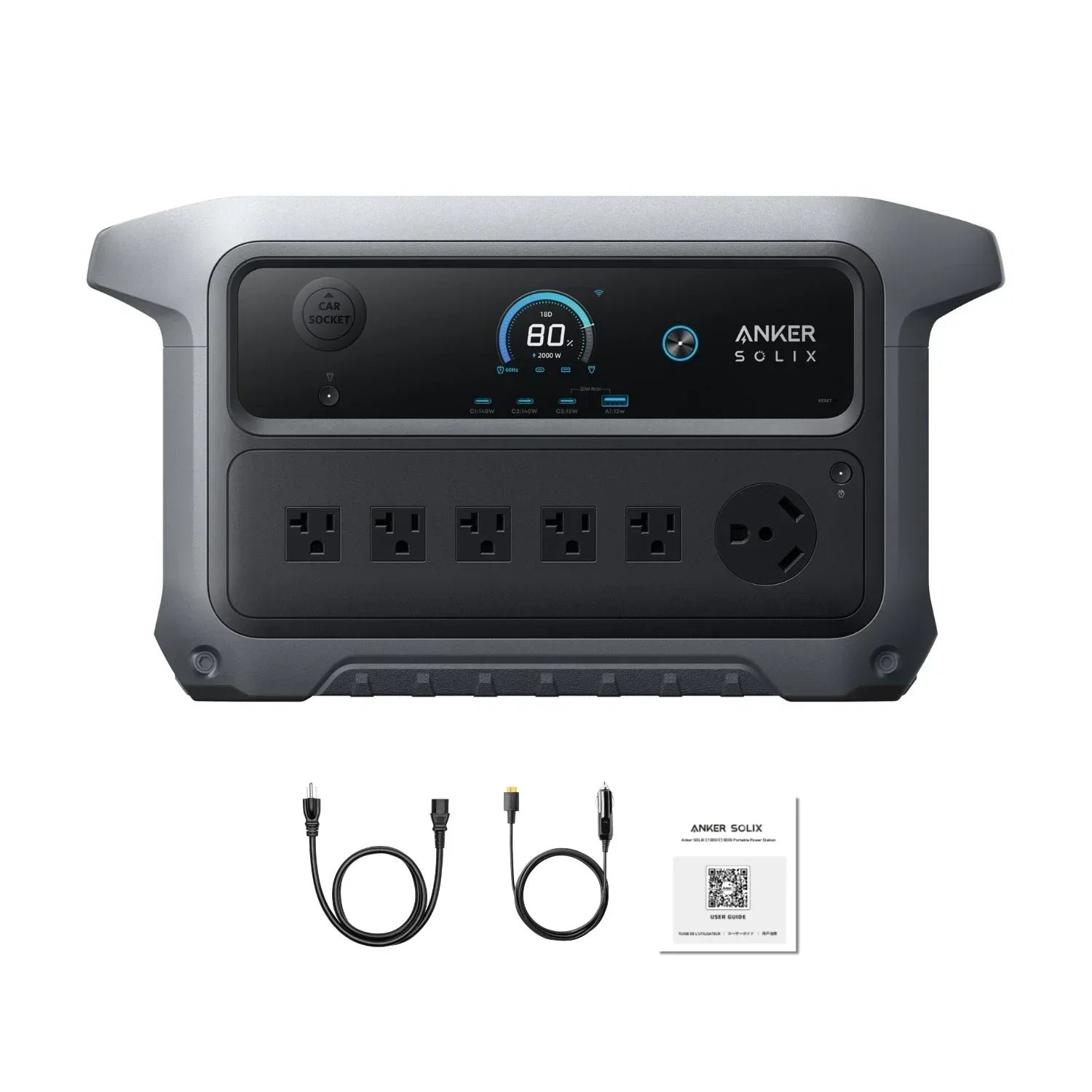 Anker_SOLIX_C2000_Gen_2_Front_View_With_Inclusions-1ba1-42ff-a42b-fe70b956306d-1.jpg Anker SOLIX C2000 Gen 2 Portable Power Station | 2048Wh | 2400W | 800W Solar Input - Image 1