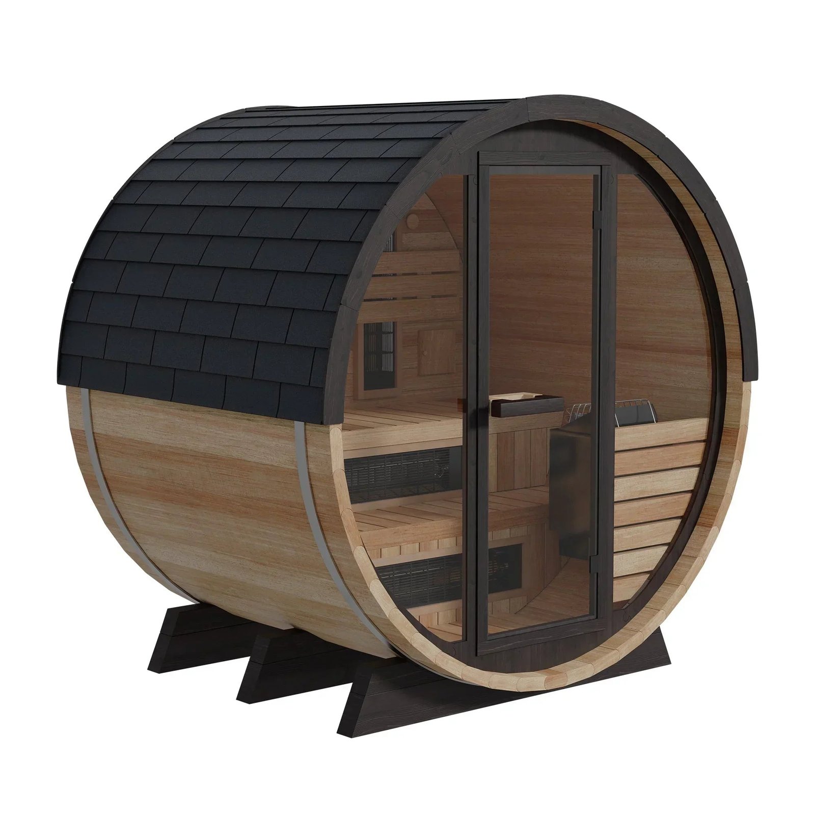 Finnmark-designs-combination-infrared-steam-barrel-sauna-left_1-1.jpg Finnmark Thermo-Aspen Combination Barrel Sauna FD-7 - Image 1