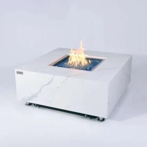 Elementi Plus Bianco 40" Marble Porcelain Fire Table - Bianco White