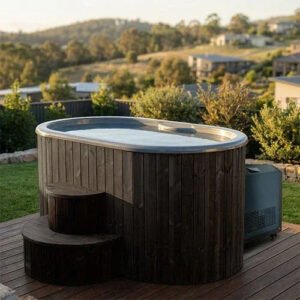SaunaLife 2-Person Black Thermo-Pine Cold/Hot Plunge Tub w/ Water Chiller/Heater | Model S2B