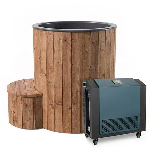 SaunaLife-S1N-Immersion-Tub-FDC-1A-Chiller-1.jpg SaunaLife 1-Person Thermo-Pine Cold/Hot Plunge Tub w/ Water Chiller/Heater | Model S1N