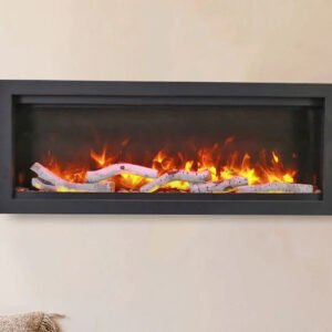 Amantii Symmetry Bespoke 34'' Wall Mount / Recessed Linear Indoor/Outdoor Electric Fireplace