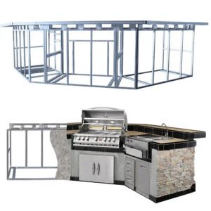 Cal Flame Laguna Q Platinum Series 3-Piece BBQ Island - GPV-3100