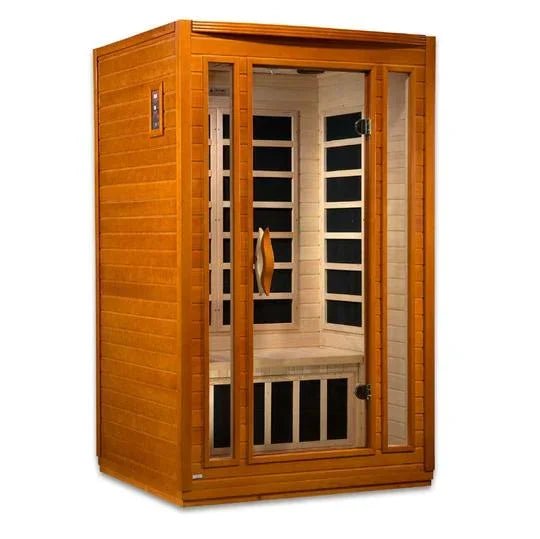 dyn-6206-01-sauna-golden-designs-saunas-628156.jpg Golden Design Low EMF 2-Person Dynamic "San Marino" FAR Infrared Sauna with Hemlock Wood | Model: DYN-6206-01