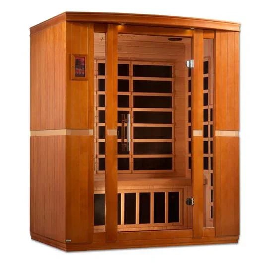dyn-6306-02-sauna-golden-designs-saunas-939742.jpg Golden Design Low EMF 3-Person Dynamic "Bellagio" Infrared Sauna with Hemlock Wood | Model: DYN-6306-02