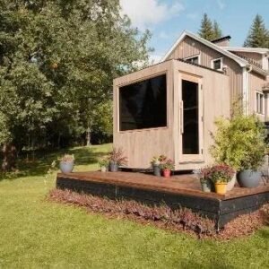Thermasol Solaris - Tile Oak, 2-5 Person, Solar-Powered Outdoor Sauna