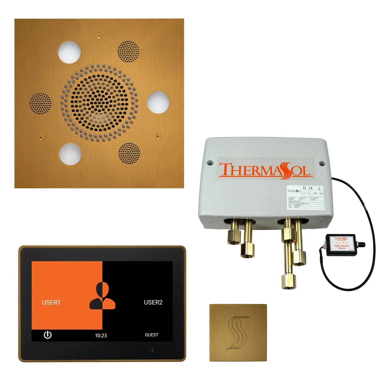 twp10us-ab.jpg ThermaSol Total Wellness Package with 10" ThermaTouch Control, Serenity Square Rainhead, SteamVection Square