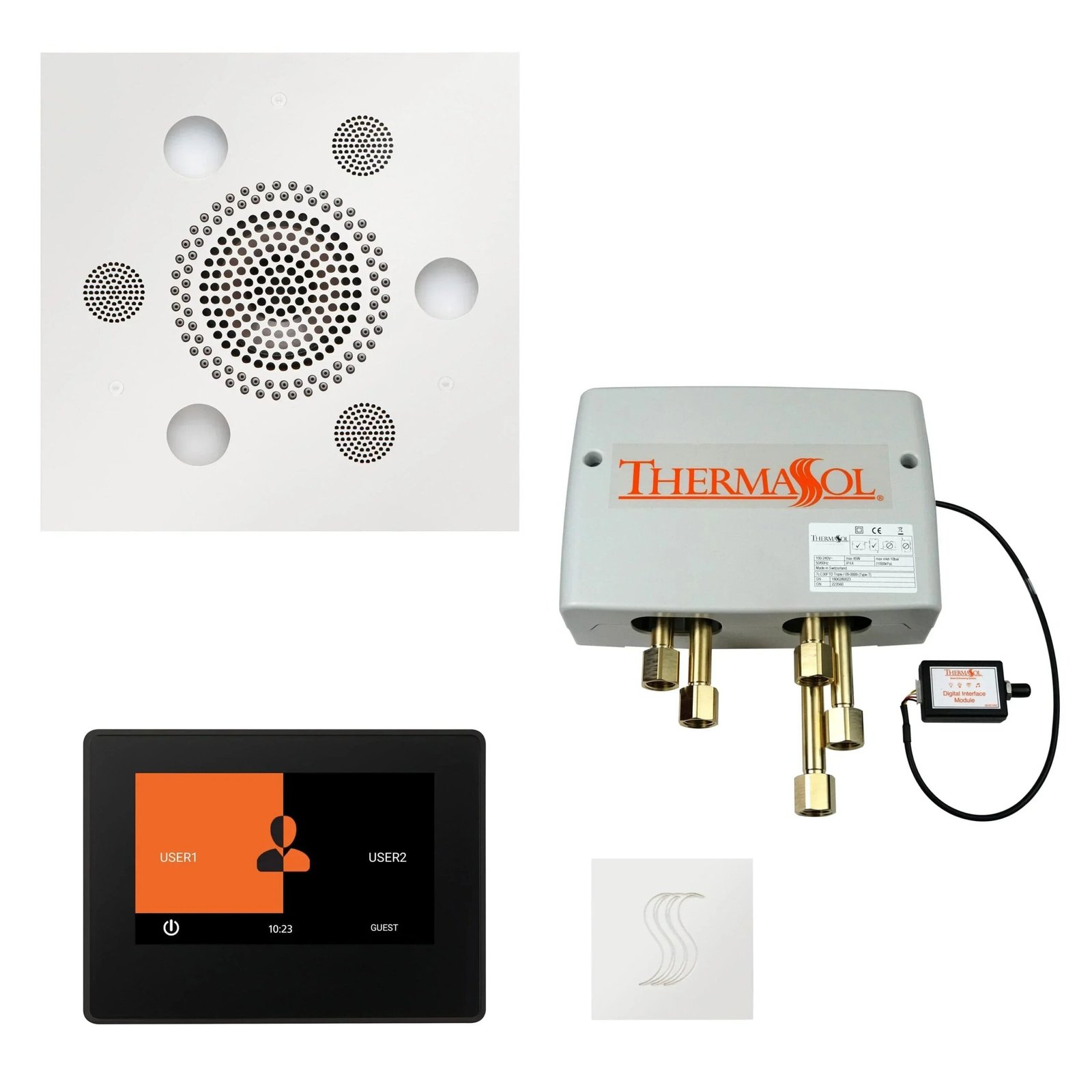twp7s-wht.jpg ThermaSol Total Wellness Package with 7" ThermaTouch Control, Serenity Square Rainhead, SteamVection Square