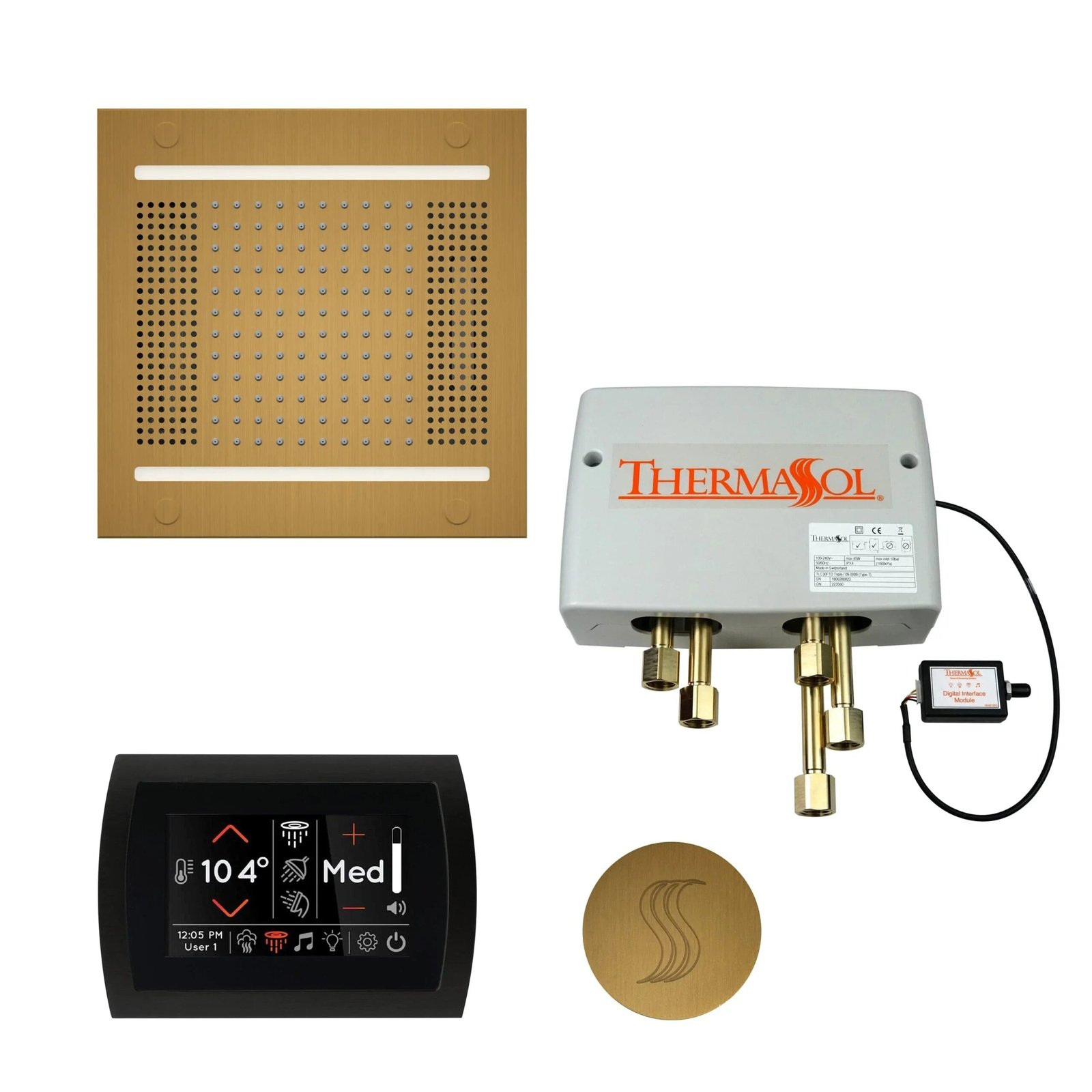 twph14sr-ab.jpg ThermaSol Total Wellness Package with SignaTouch Control, HydroVive 14 Rainhead, SteamVection Round
