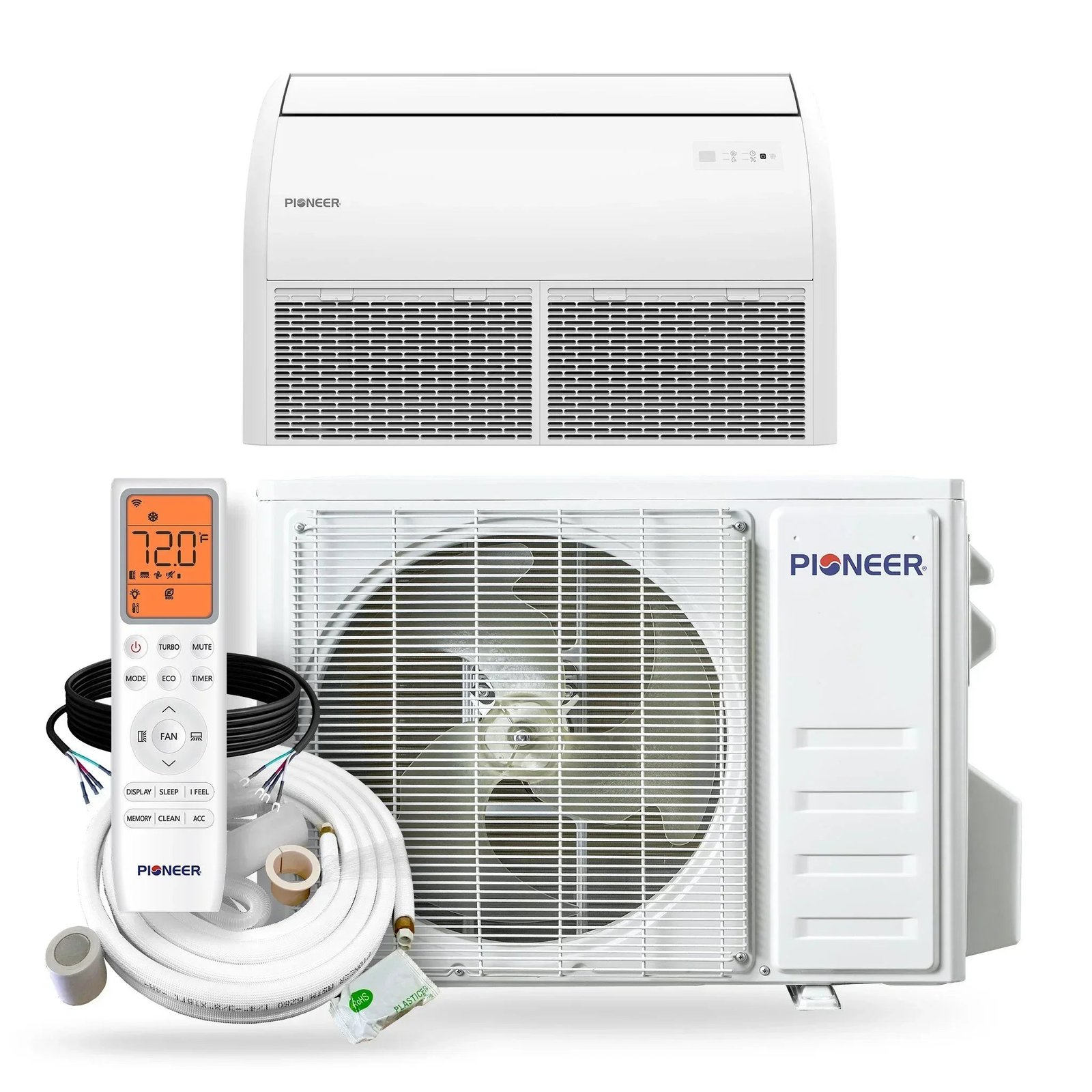 ultra-flex-main-1824-S_5c119116-d734-41aa-a569-9cc2523b5ae1-1.jpg Pioneer® Quantum Ultra™ 18,000 BTU 20.5 SEER2 230V Floor/Ceiling/Low-Wall Ductless Mini-Split Air Conditioner Inverter Heat Pump Full Set - Image 1
