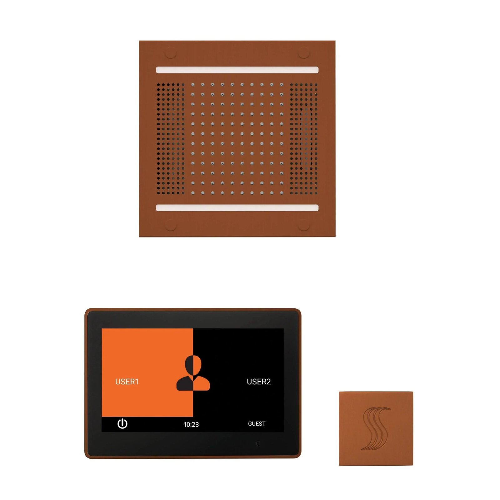 ThermaSol Wellness Steam Package with 10" ThermaTouch Square, HydroVive 14 Rainhead, SteamVection Square
