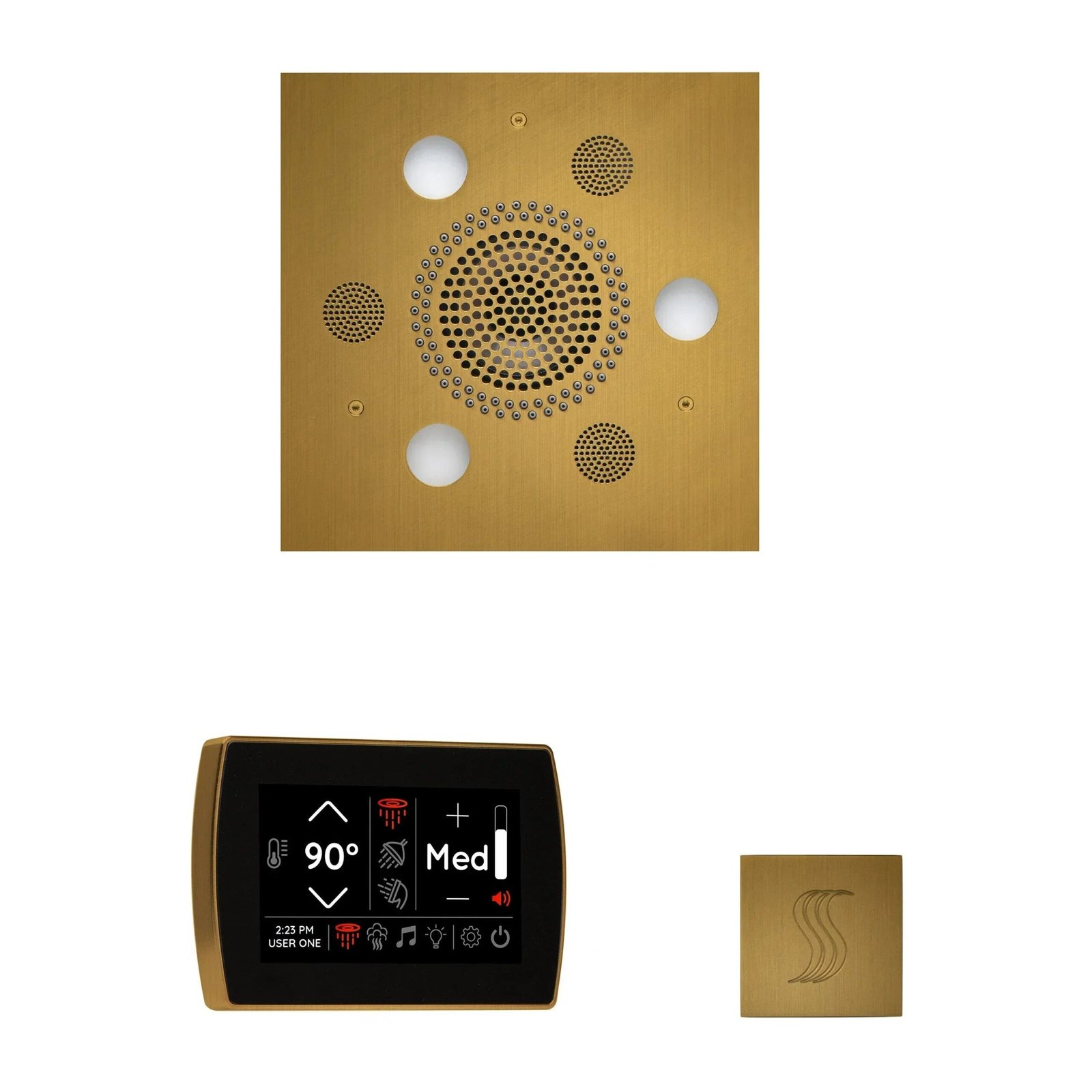 ThermaSol Wellness Steam Package with SignaTouch Control, Serenity Square Rainhead, SteamVection Square