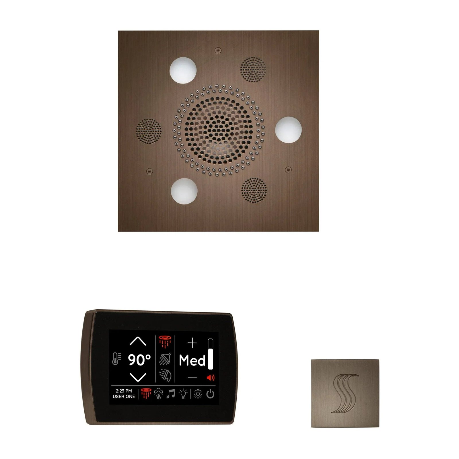 ThermaSol Wellness Steam Package with SignaTouch Control, Serenity Square Rainhead, SteamVection Square